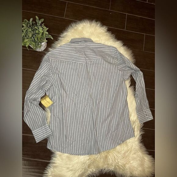 Wrangler silver striped pearl snap button down sz XL - Picture 5 of 8